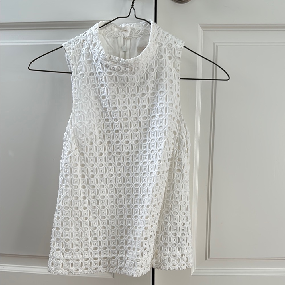 J. Crew White Sleeveless Boxy Blouse